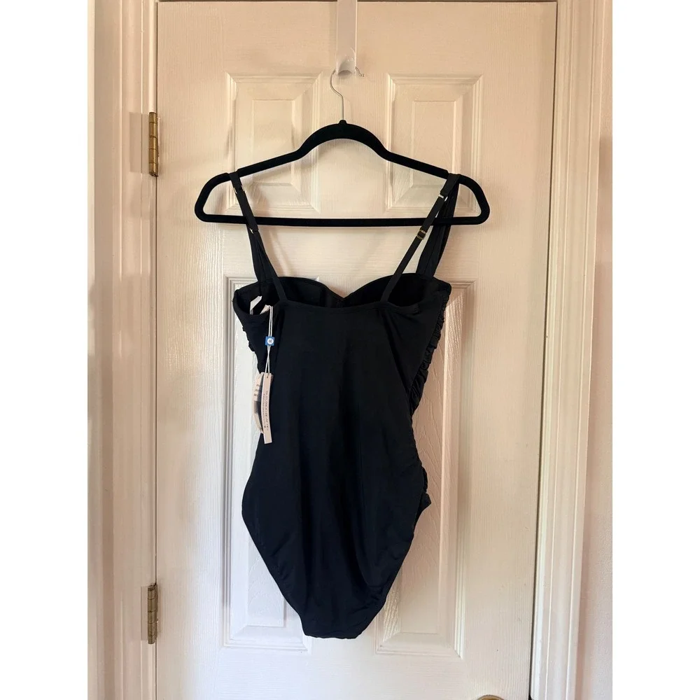 Bleu Rod Beattie Shirred Bandeau One Piece Swimsuit Black RBKK00978 Size 8